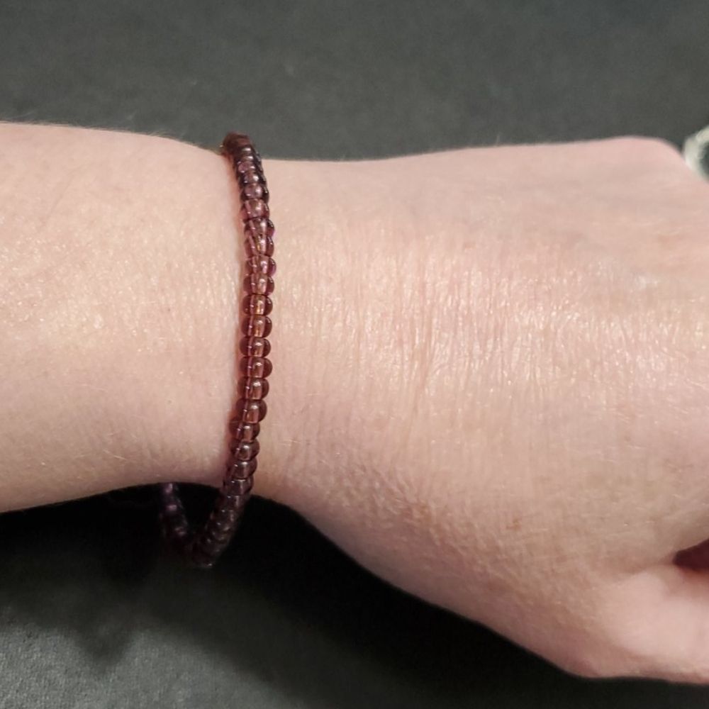 Alex & Ani gold tone purple beaded bracelet